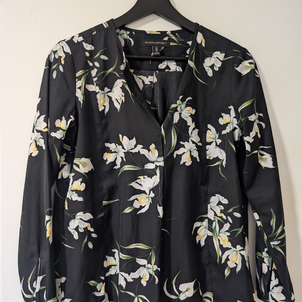 Floral Black Blouse by Banana Republic